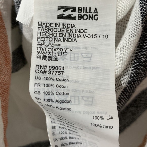 Billabong Tunic Hooded Lace Up Gauze Top Long Sleeve Cream Stripe Size M Medium - Picture 8 of 8